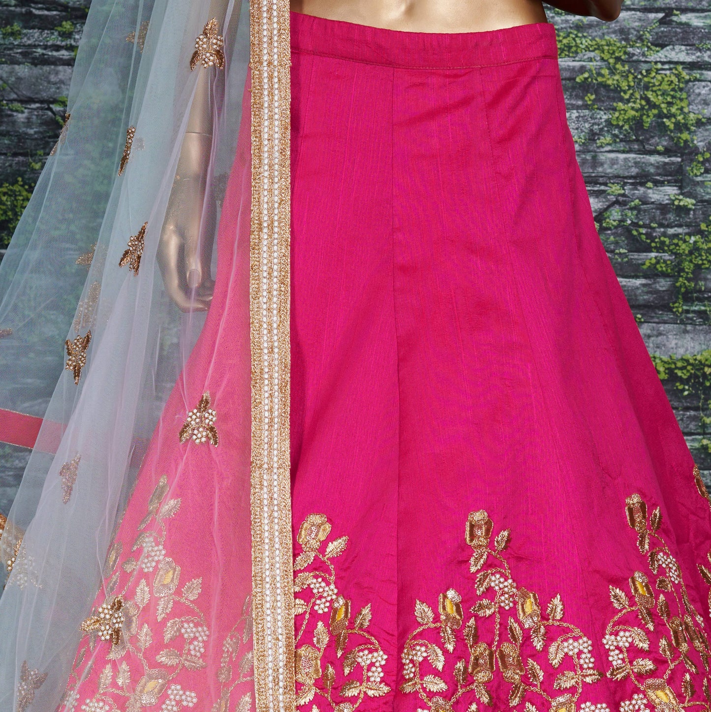 Pink Mulberry Silk Embroidered Semi-Stitched Lehenga Set