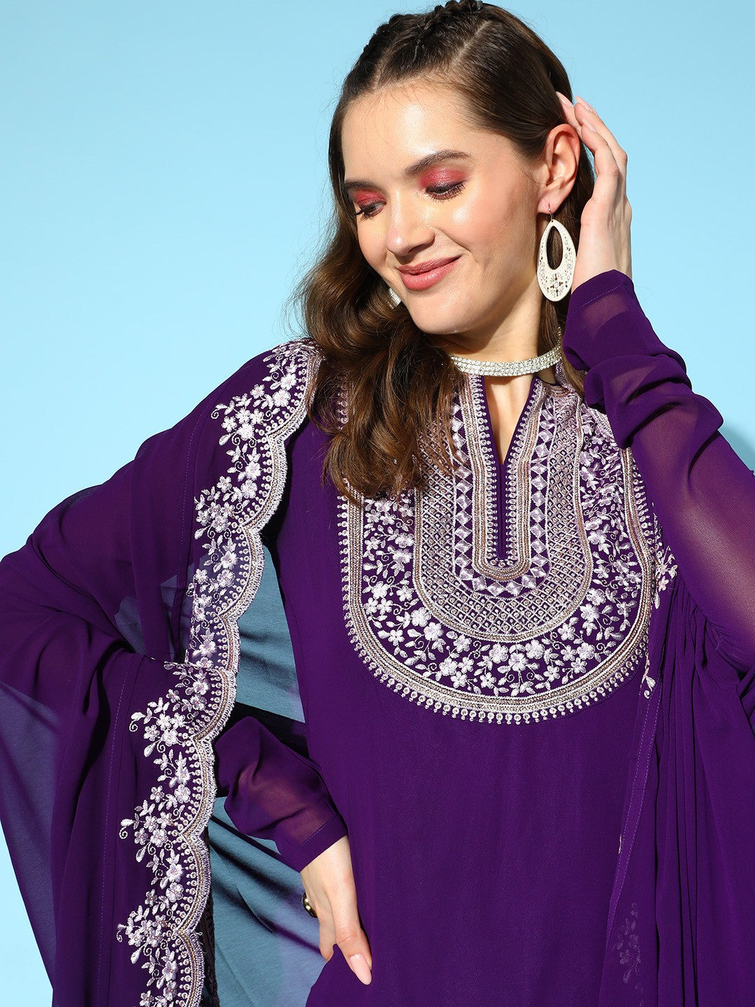 Purple Noor Georgette Suit Set
