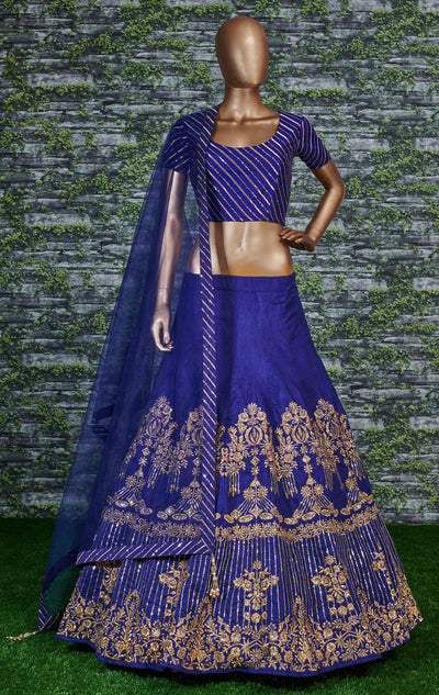 Azure Majesty Banglory Silk Lehenga Choli Set