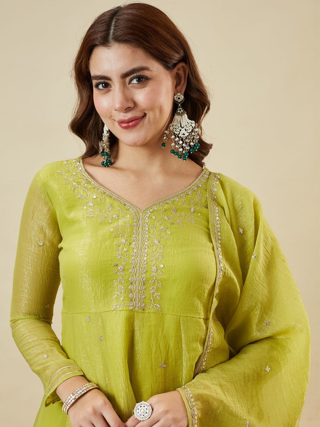 Lemon Yellow Crunchy Silk Embroidered Sharara Set