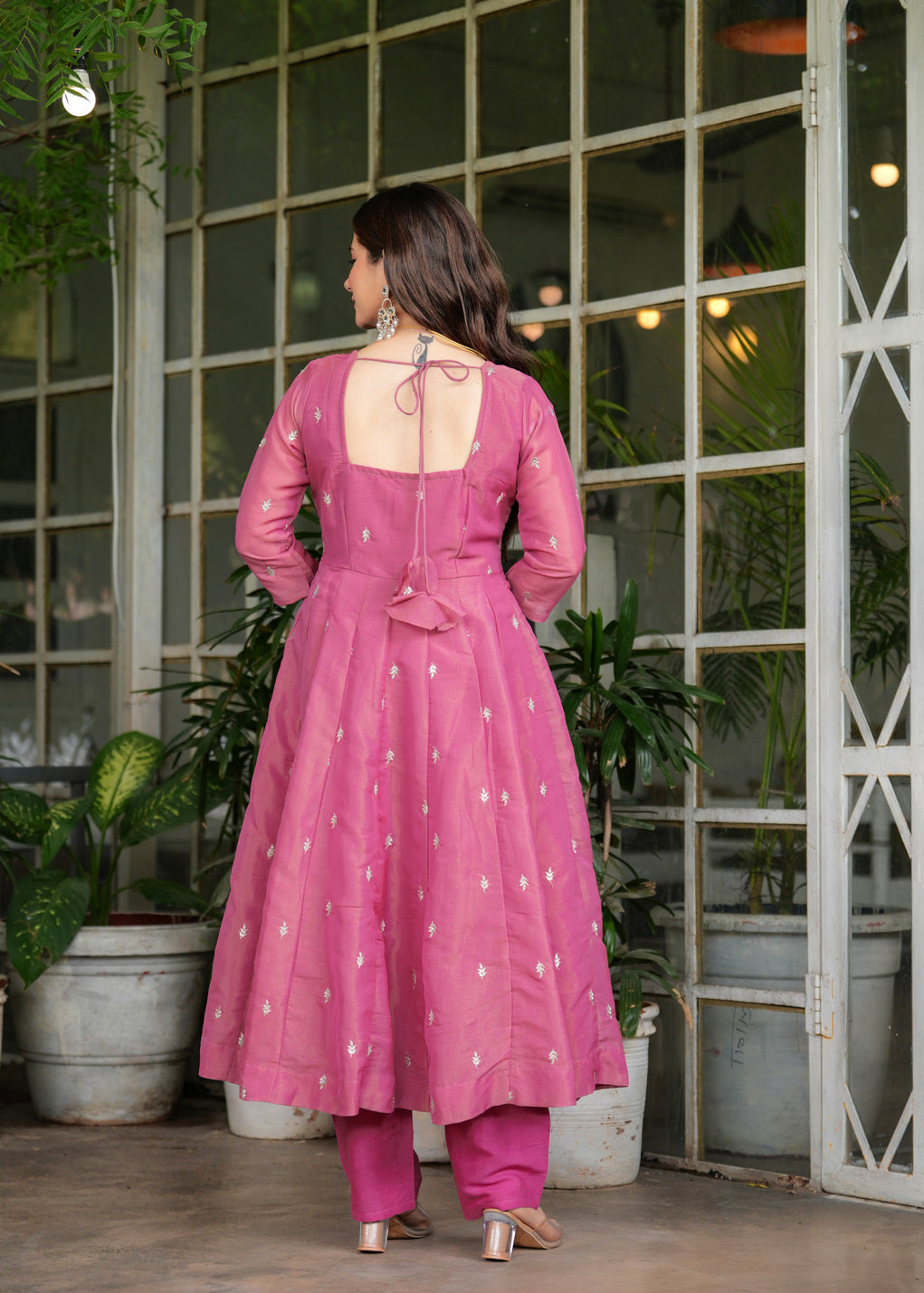 Pink Royale Embroidered Chanderi Anarkali Set