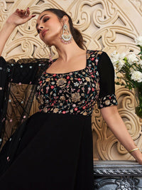Black Embroidered Georgette Anarkali Kurta Set