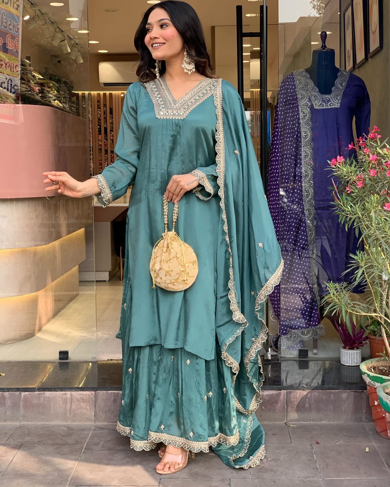 Emerelle Green  Pure Chinon Suit Set