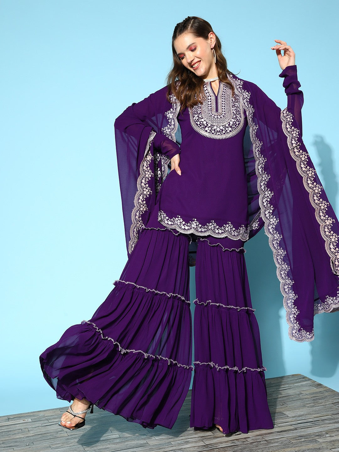 Purple Noor Georgette Suit Set