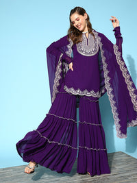 Purple Noor Georgette Suit Set