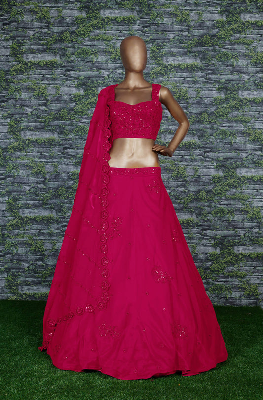 Rani Pink Sequin Embroidered Designer Lehenga Choli Set