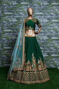 Emerald Grace Embroidered Taffeta Satin Silk Lehenga Set