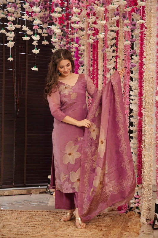 Wine Vastra Embroidered Silk Suit Set
