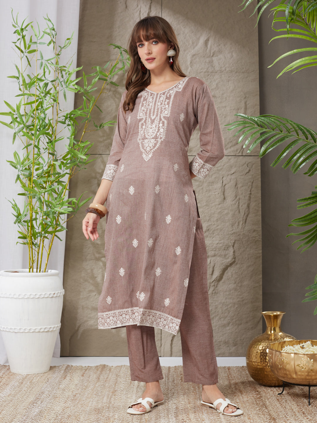 Very Pleasing Handloom Cotton Weaving Suit Set