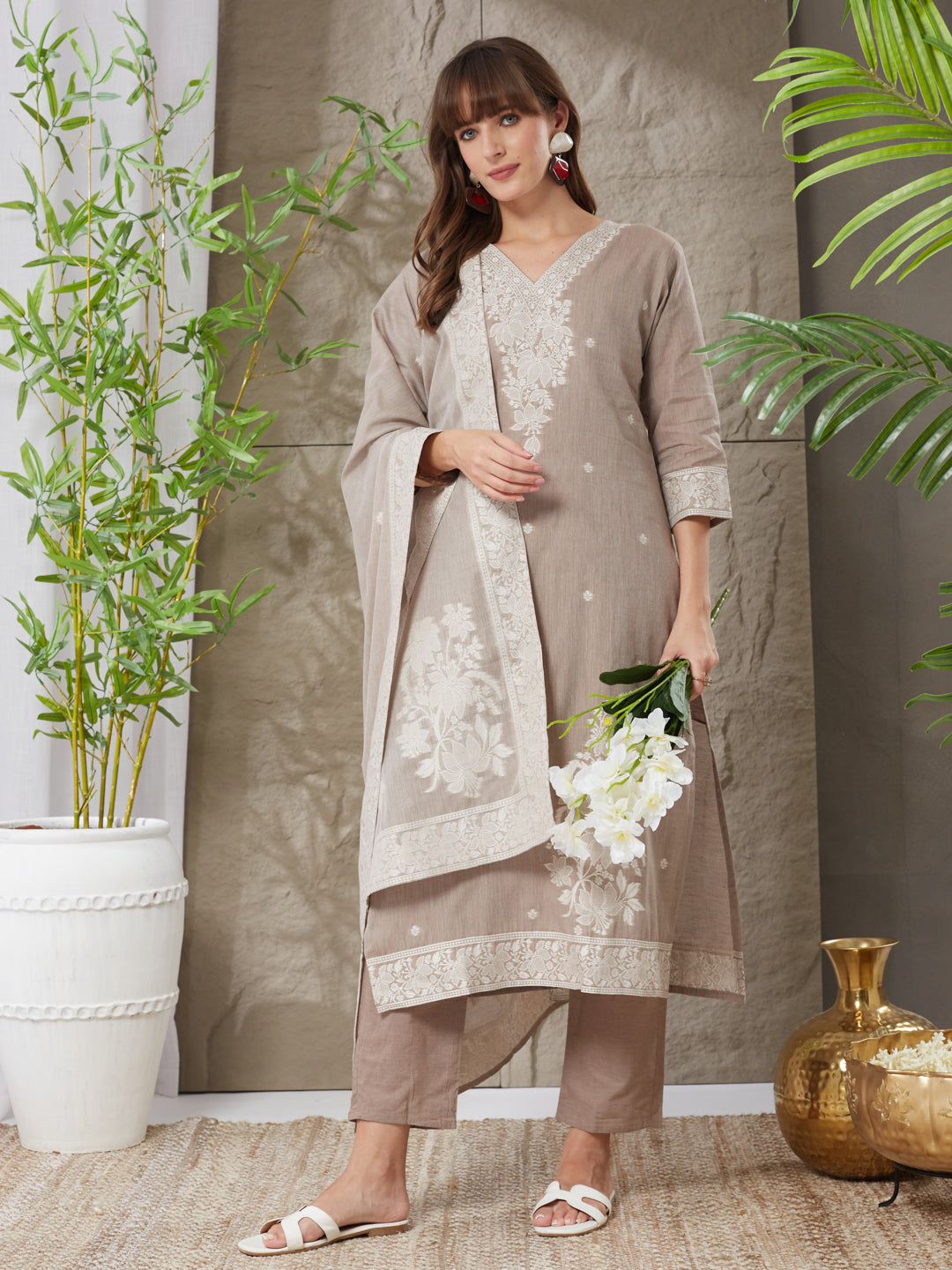 Very Delightful Handloom Cotton Weaving Suit Set
