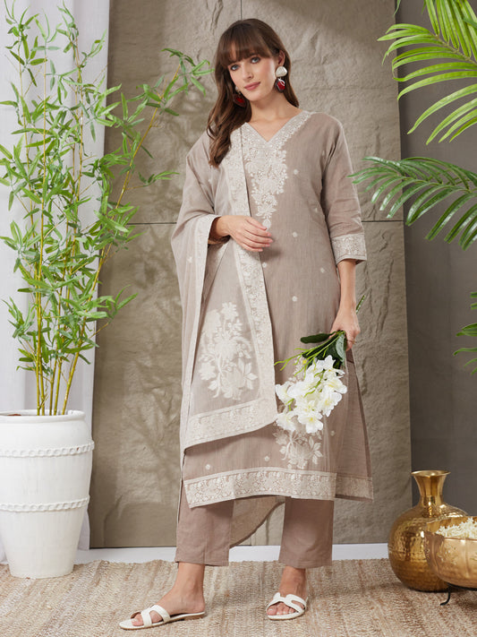 Very Delightful Handloom Cotton Weaving Suit Set