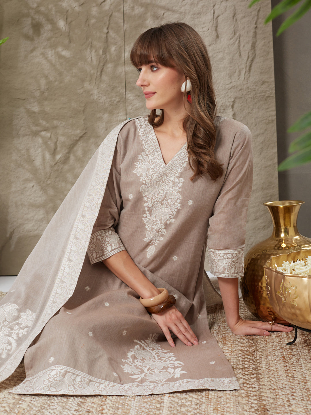 Very Delightful Handloom Cotton Weaving Suit Set