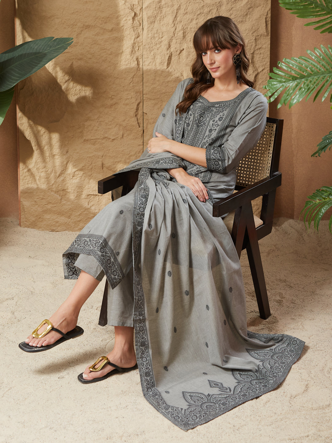 Vintage Handloom Cotton Weaving Suit Set