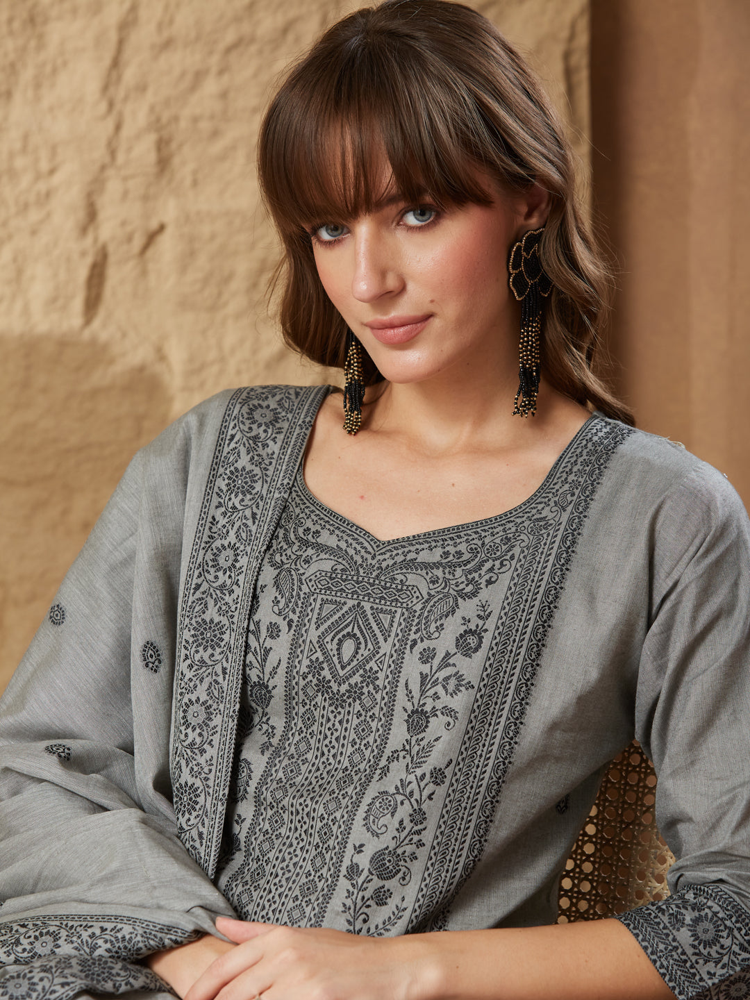 Vintage Handloom Cotton Weaving Suit Set
