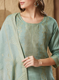 Vintage Mint Handloom Cotton Weaving Suit Set