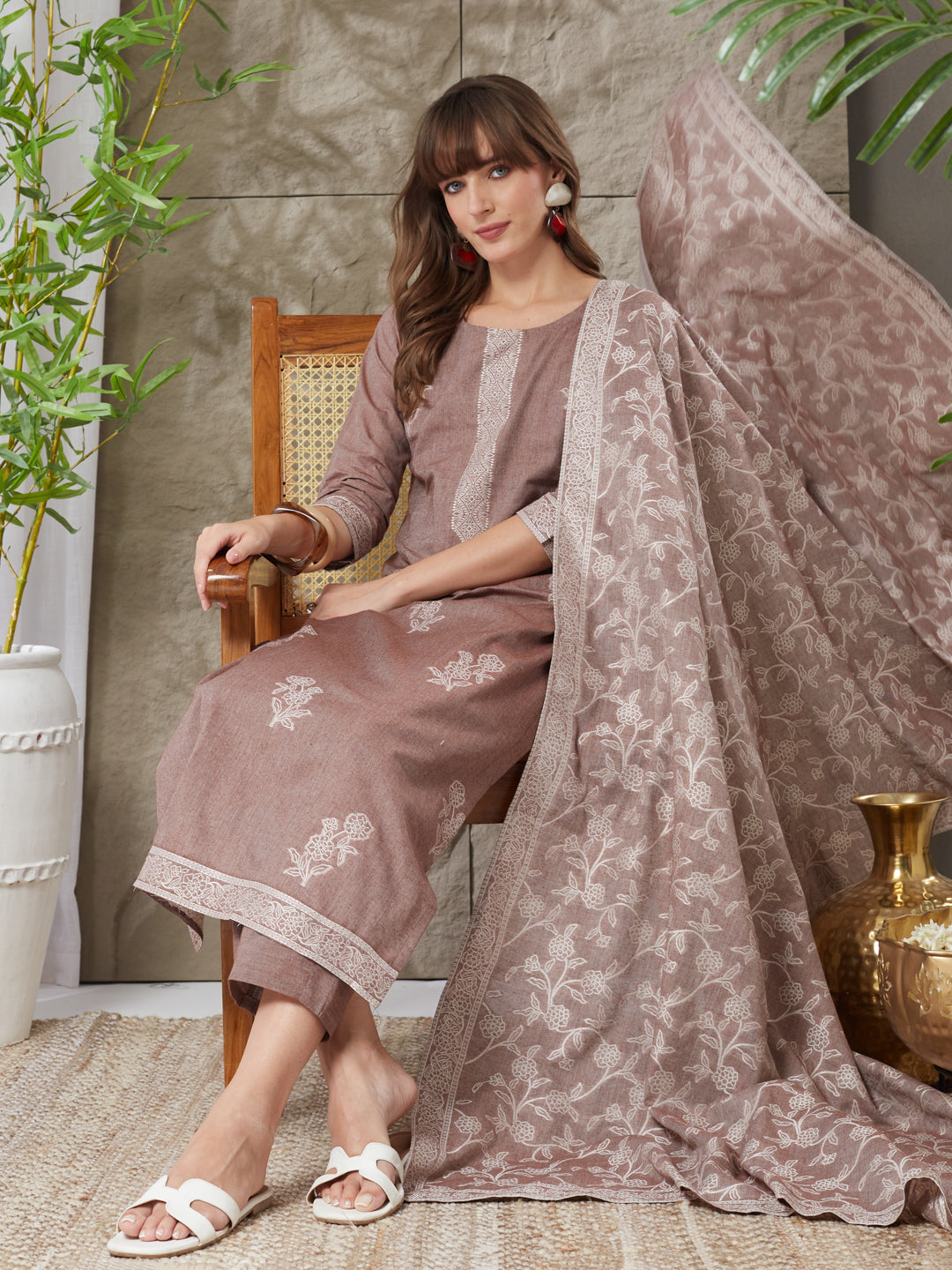 Exquisite Handloom Cotton Weaving Suit Set