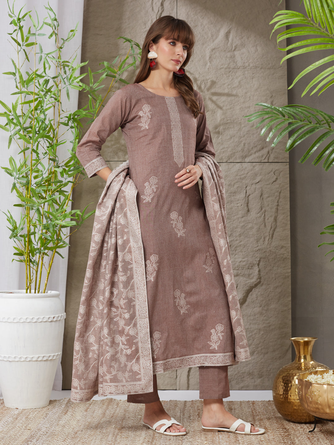 Exquisite Handloom Cotton Weaving Suit Set