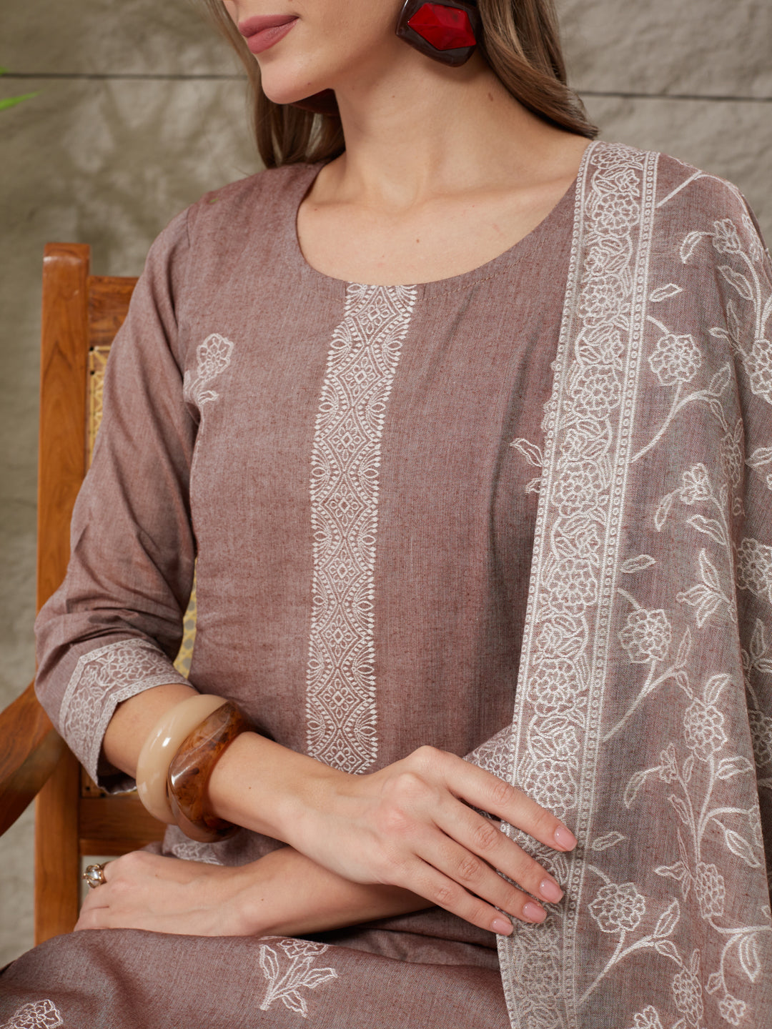 Exquisite Handloom Cotton Weaving Suit Set
