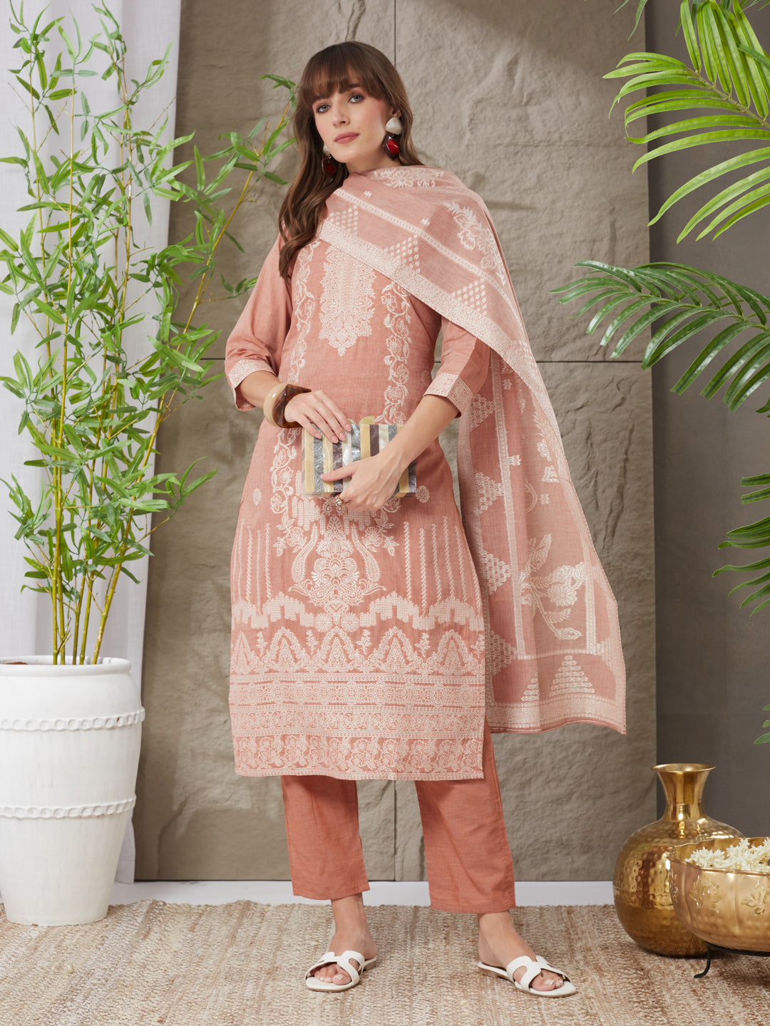 Attractive Handloom Cotton Weaving Suit Set