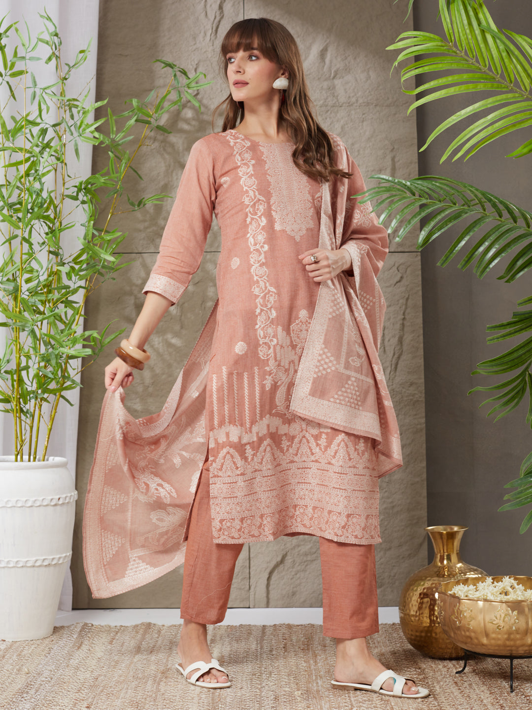 Attractive Handloom Cotton Weaving Suit Set