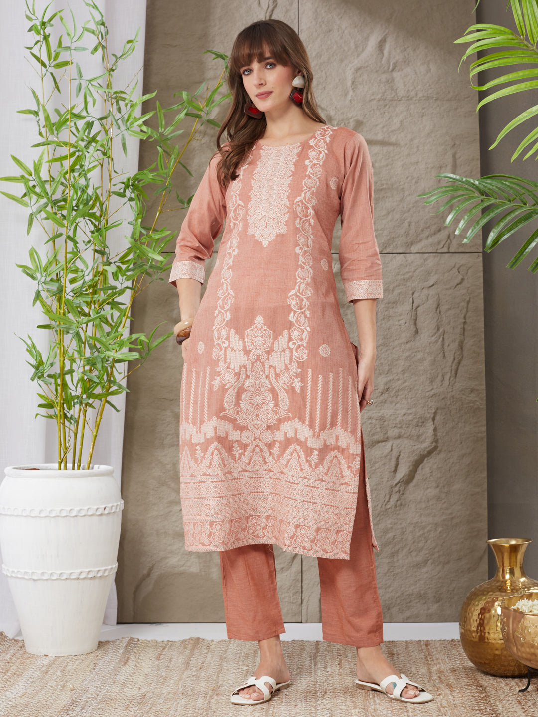 Attractive Handloom Cotton Weaving Suit Set