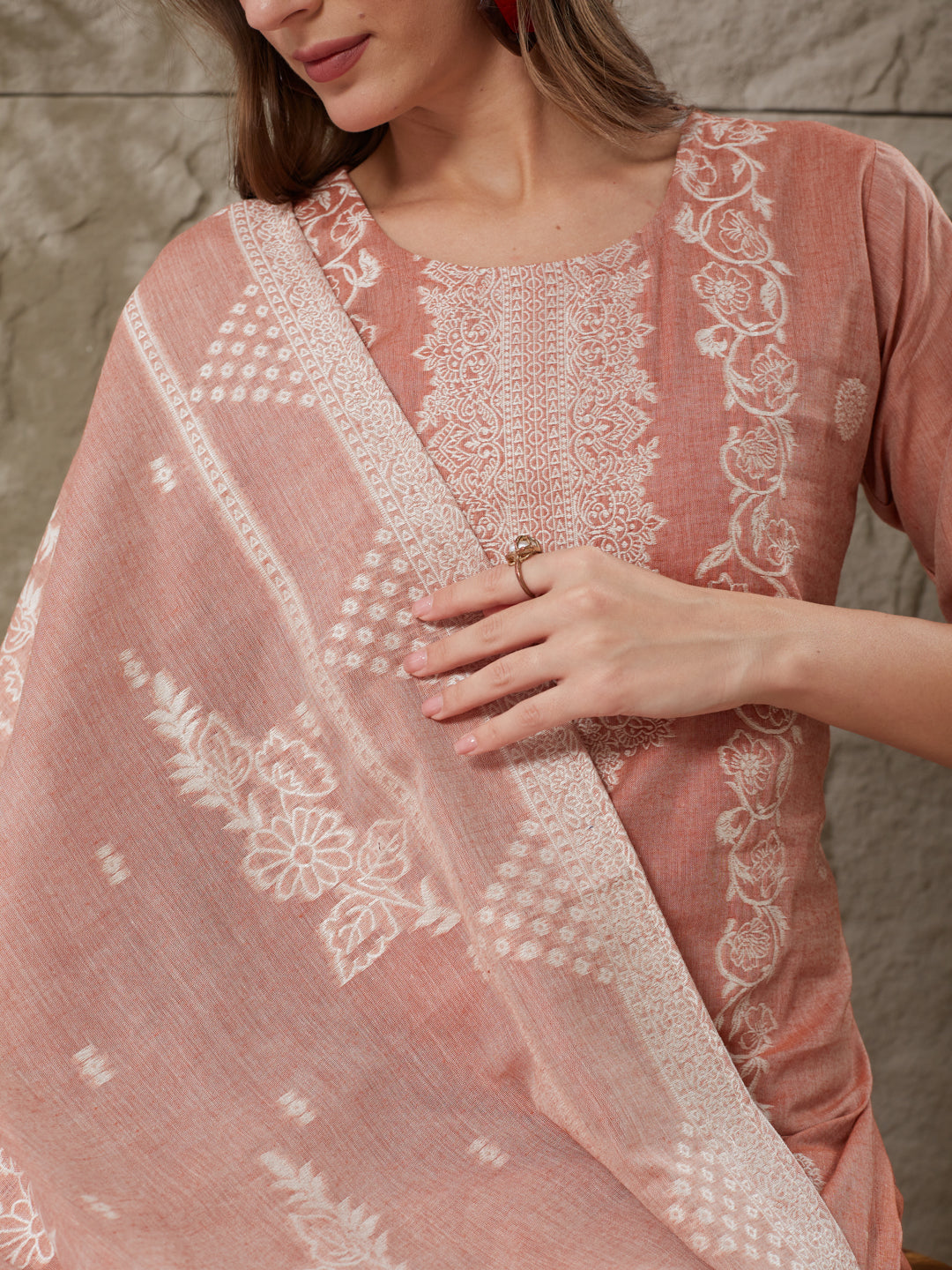 Attractive Handloom Cotton Weaving Suit Set