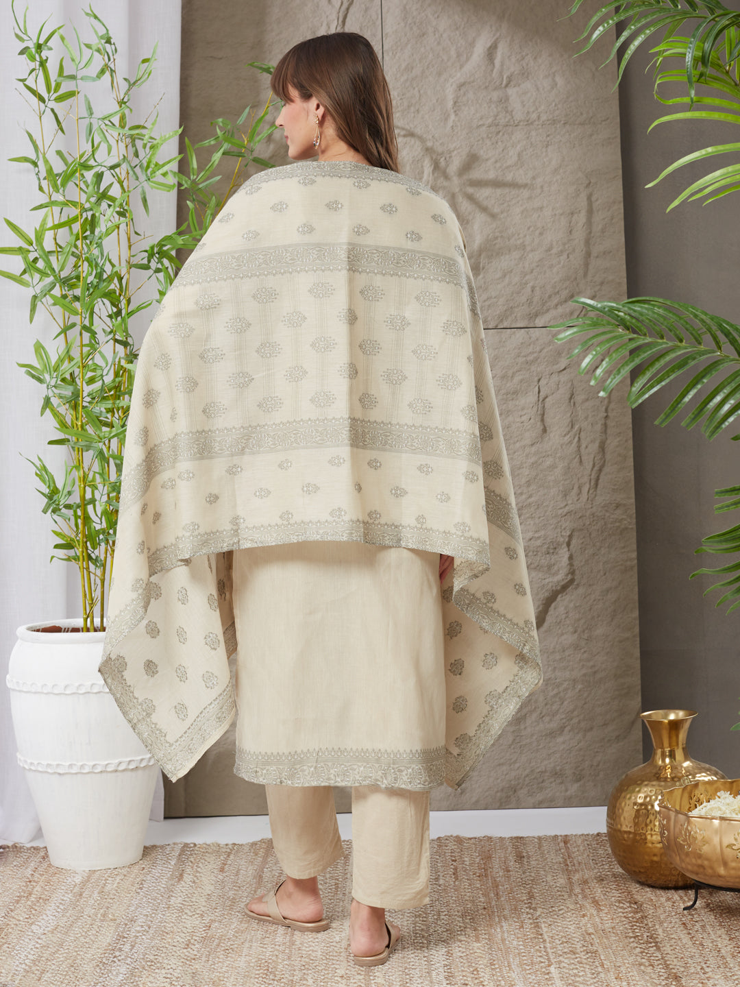 Pleasing Handloom Cotton Weaving Suit Set