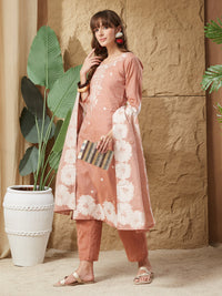 Vintage Rust Orange Handloom Cotton Weaving Suit Set