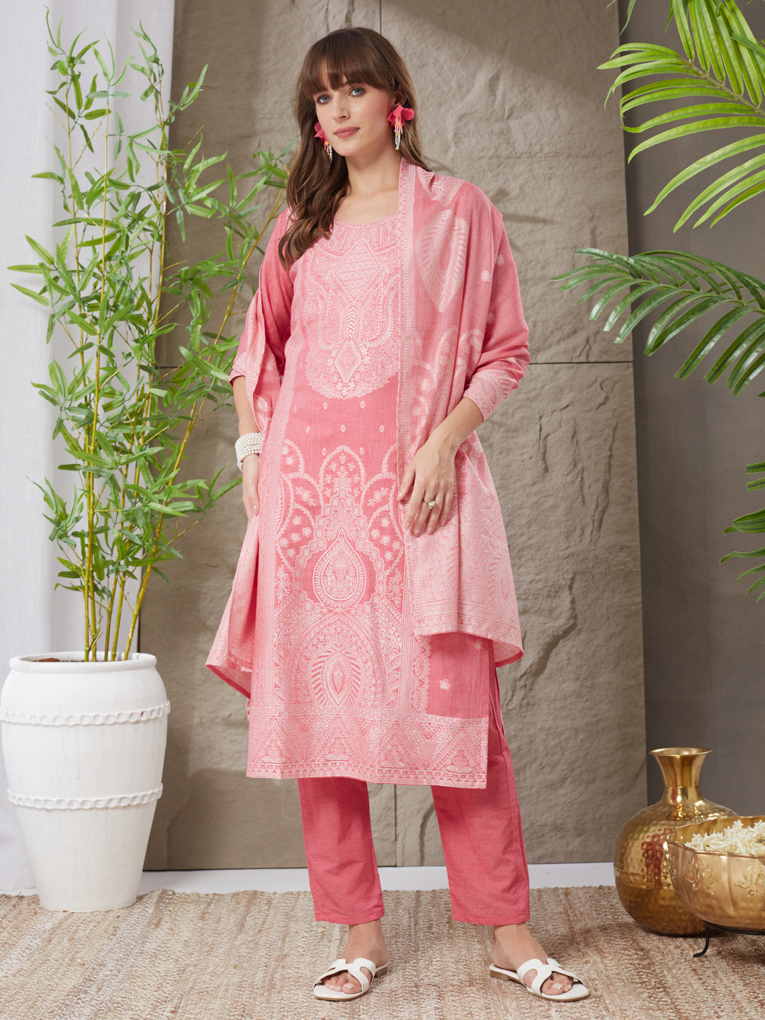 Charming  Handloom Cotton Weaving Suit Set