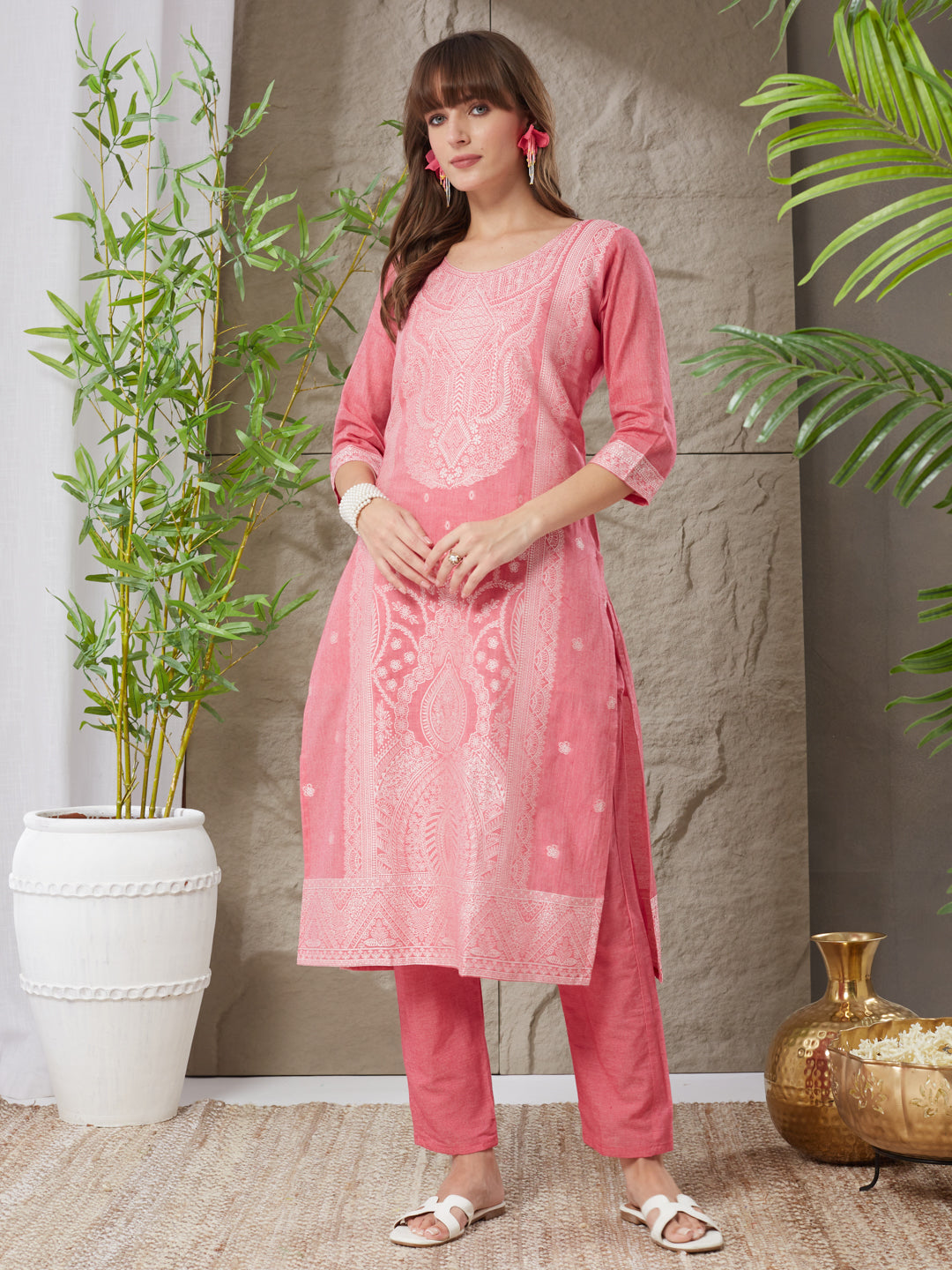 Charming  Handloom Cotton Weaving Suit Set