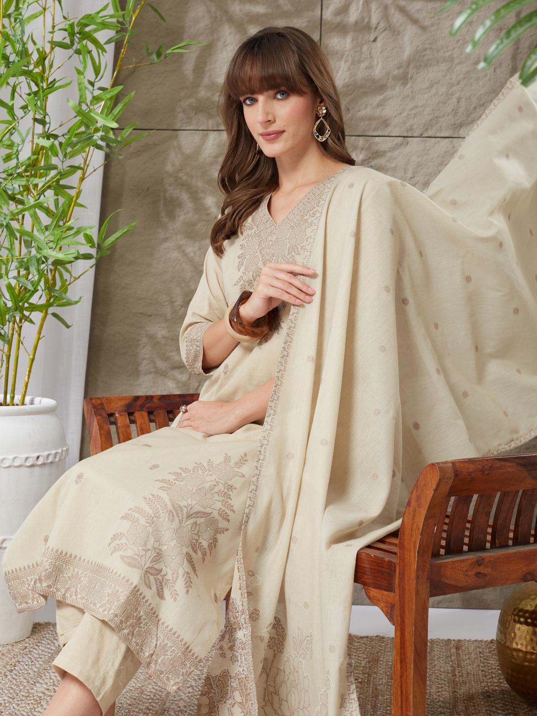 Delightful Handloom Cotton Weaving Suit Set