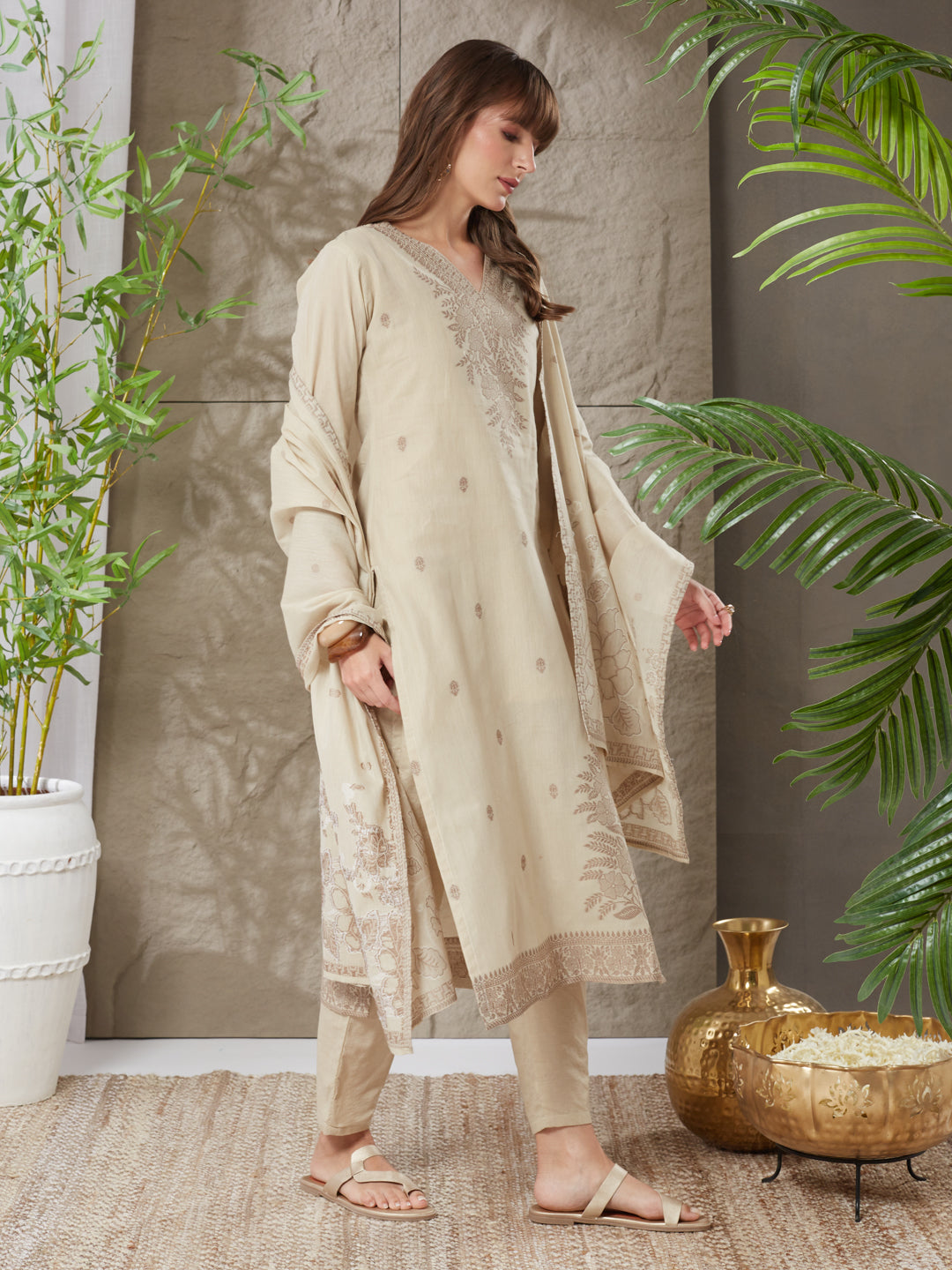 Delightful Handloom Cotton Weaving Suit Set