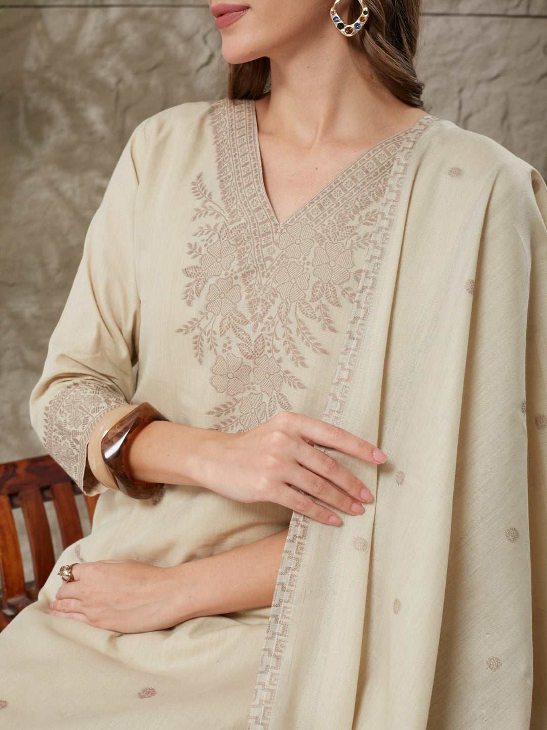 Delightful Handloom Cotton Weaving Suit Set
