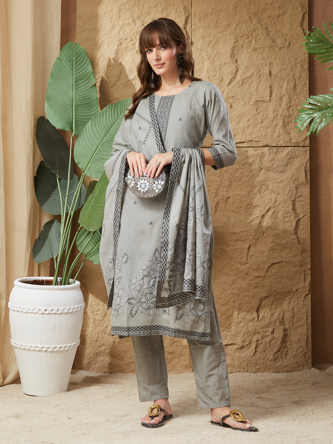 Vintage Handloom Cotton Weaving Suit Set