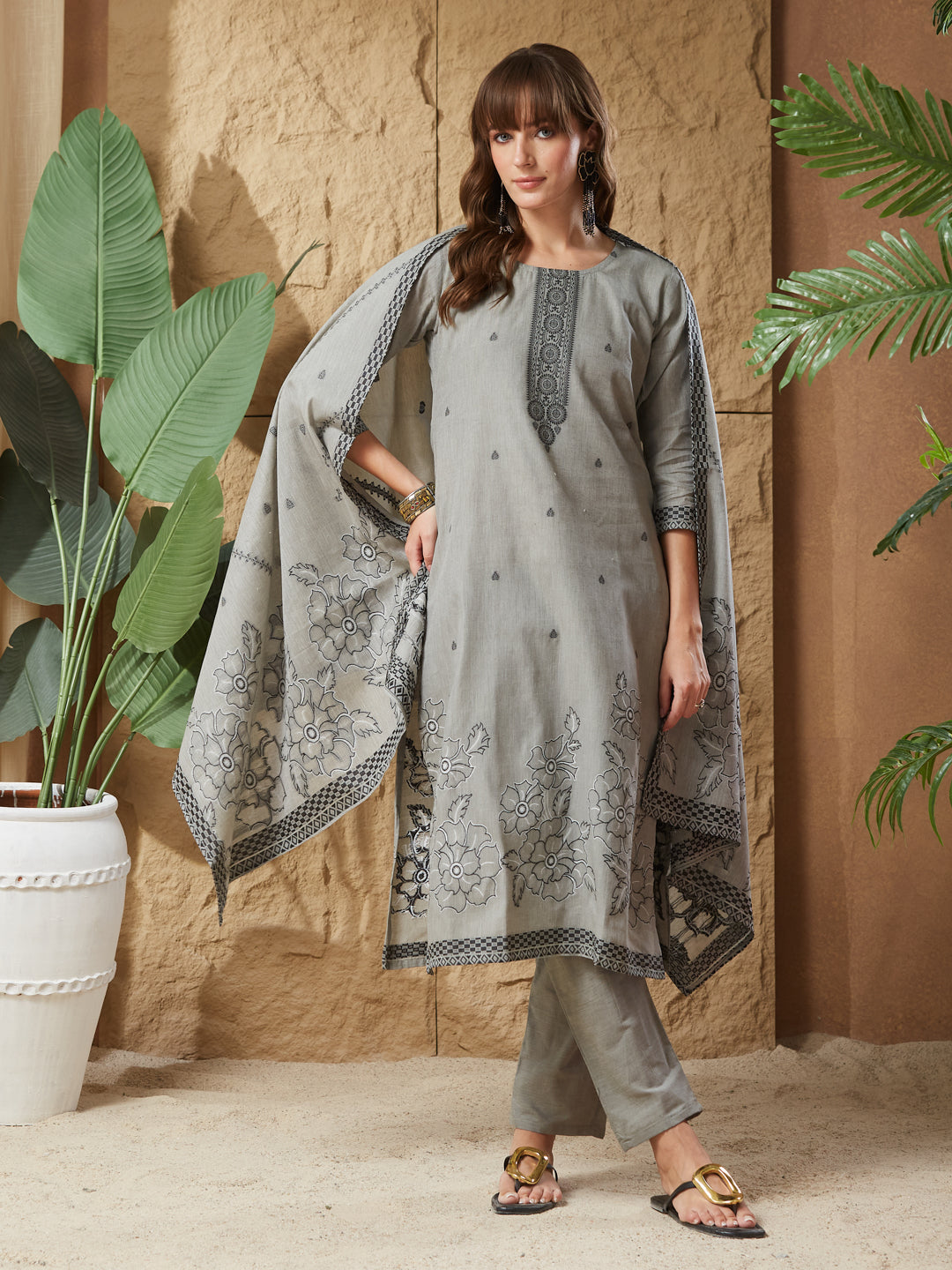 Vintage Handloom Cotton Weaving Suit Set