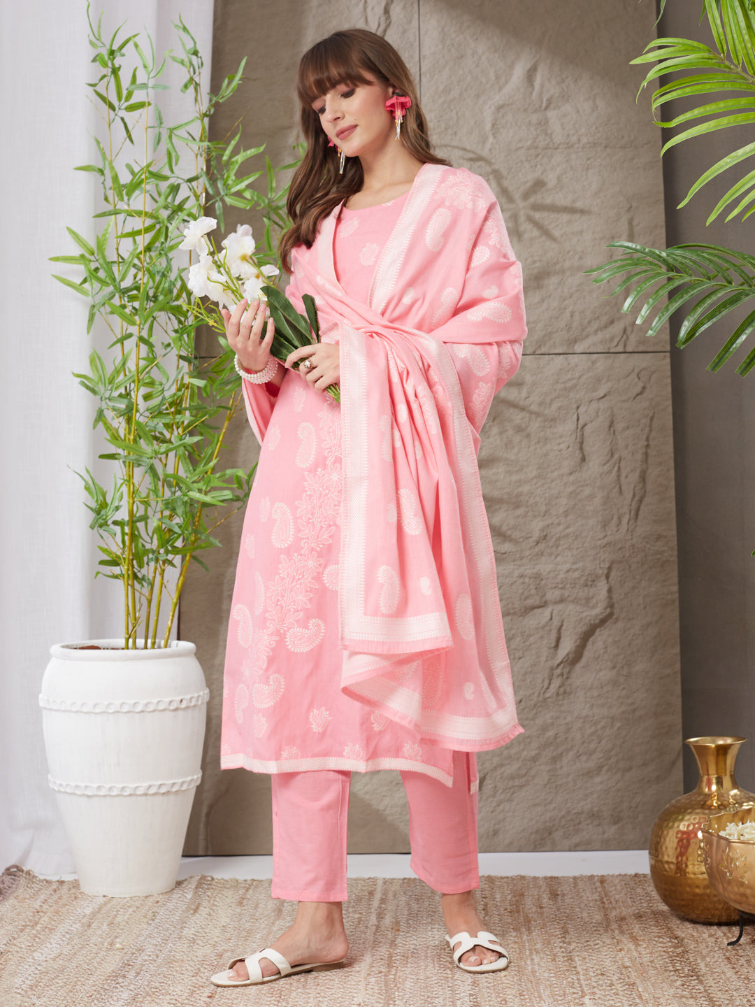 Stunning Handloom Cotton Weaving Suit Set