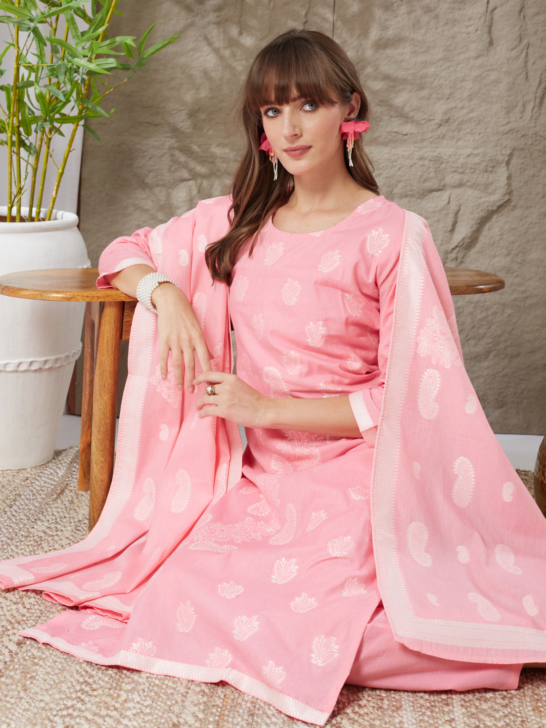 Stunning Handloom Cotton Weaving Suit Set