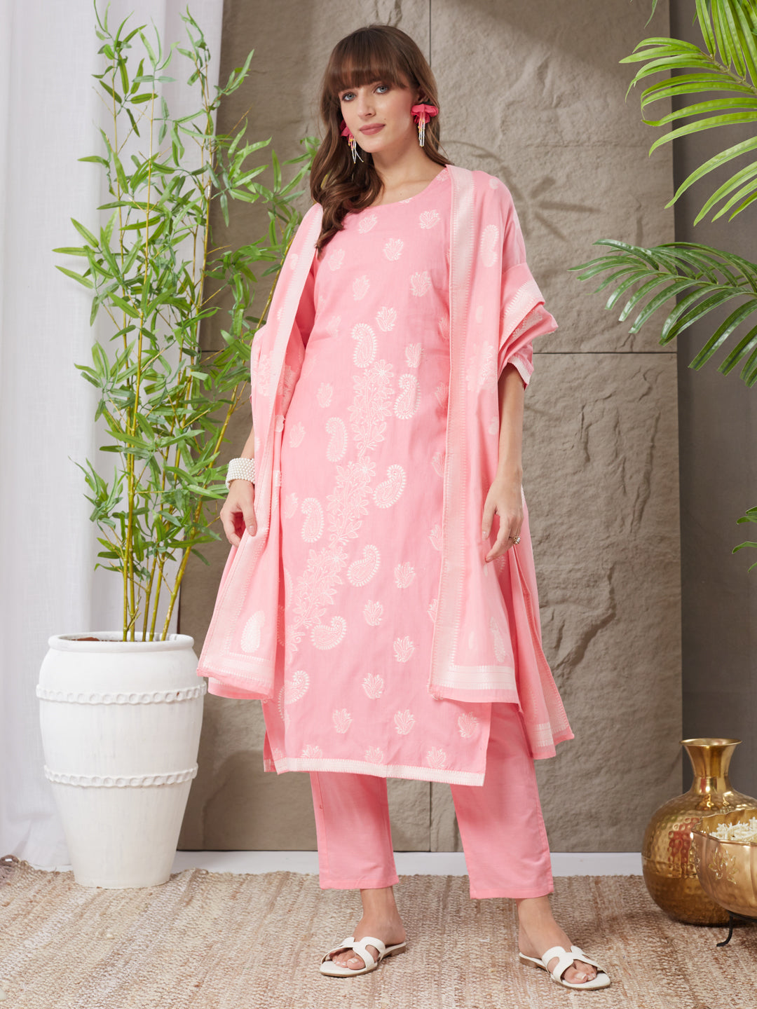 Stunning Handloom Cotton Weaving Suit Set