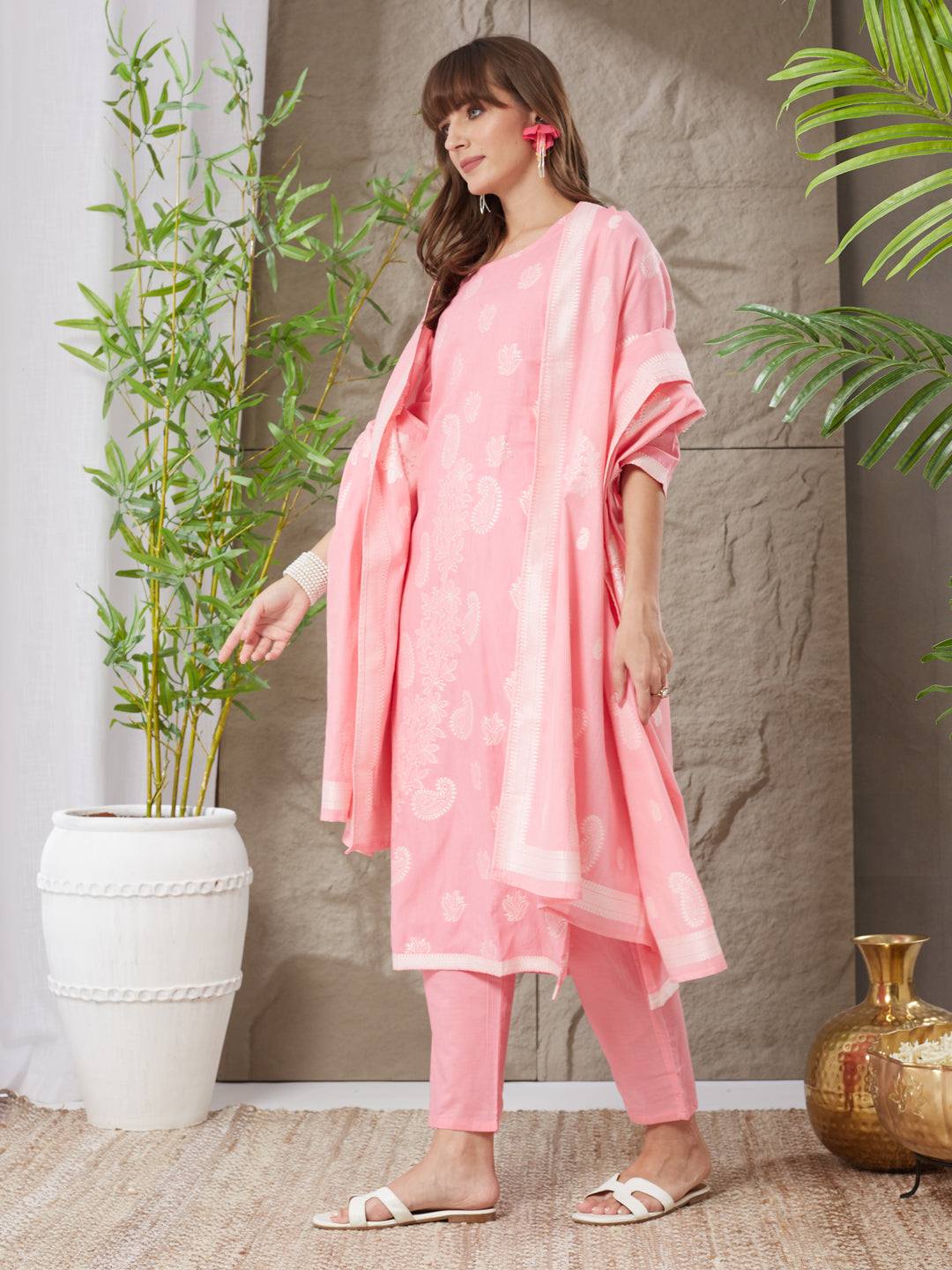 Stunning Handloom Cotton Weaving Suit Set