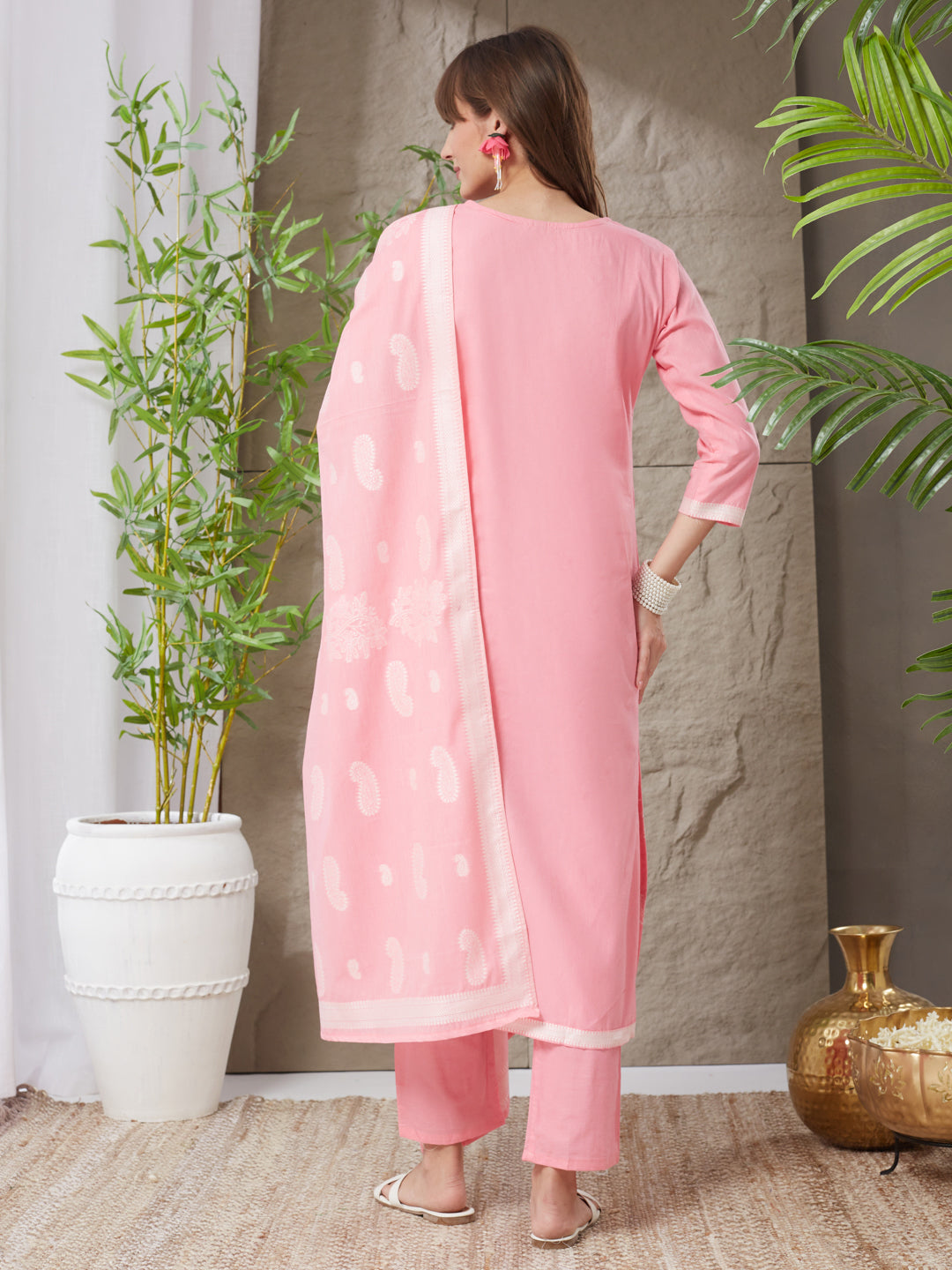 Stunning Handloom Cotton Weaving Suit Set