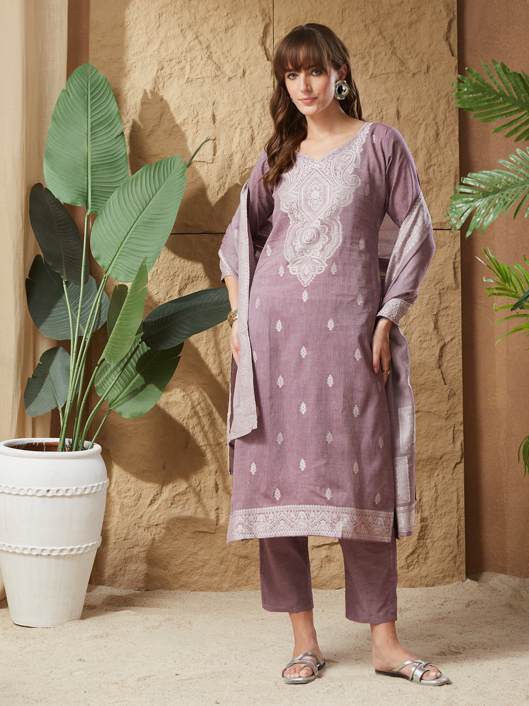 Viral Stylist Handloom Cotton Weaving Suit Set