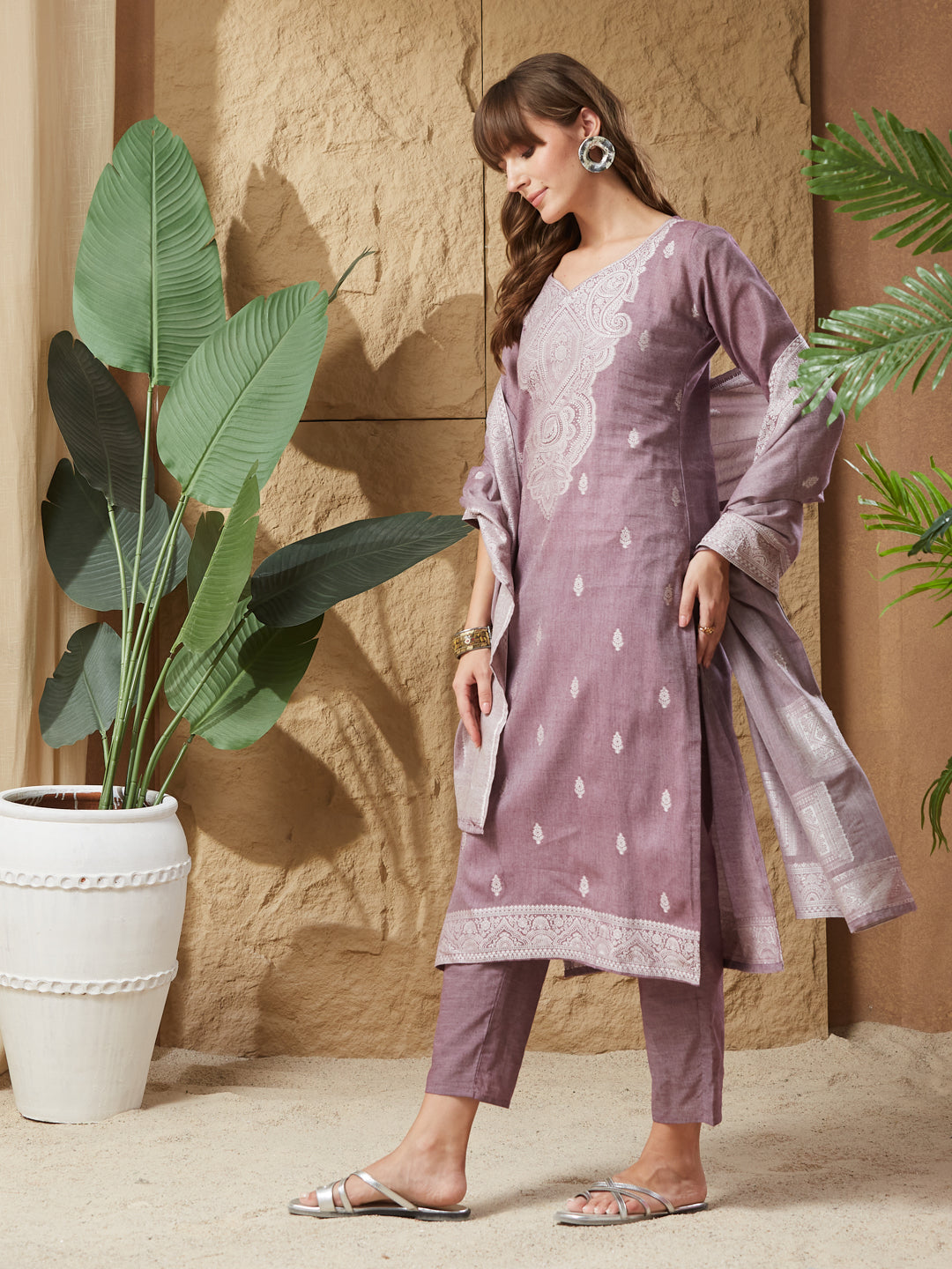 Viral Stylist Handloom Cotton Weaving Suit Set