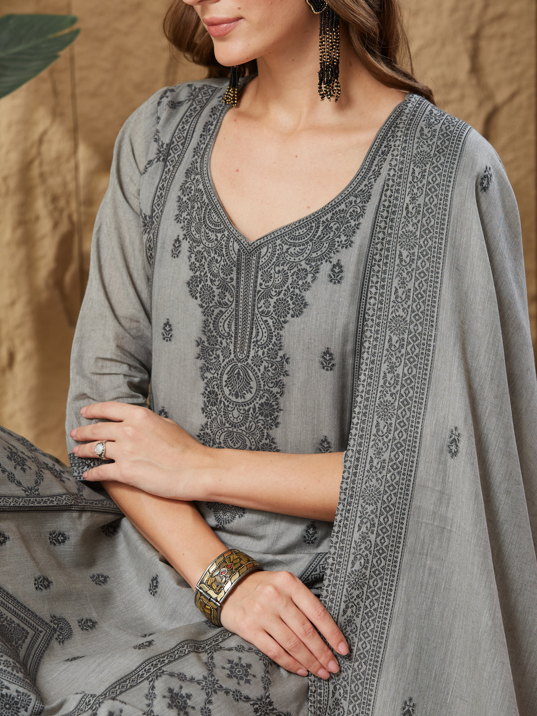 Vintage Handloom Cotton Weaving Suit Set