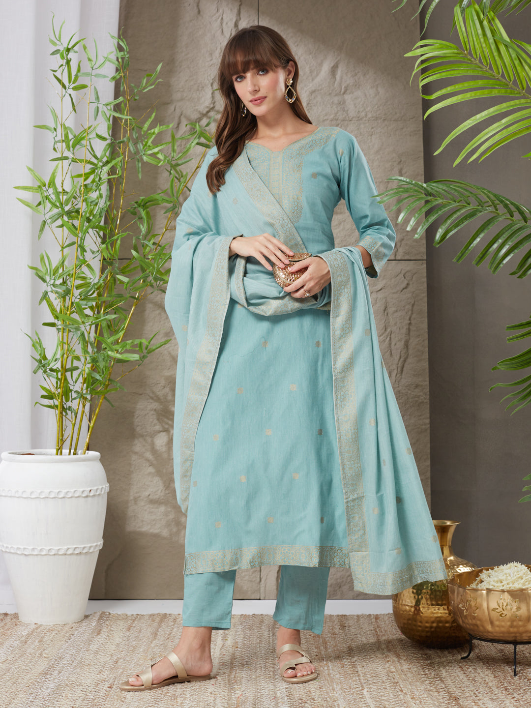 Very Good-Looking Handloom Cotton Weaving Suit Set