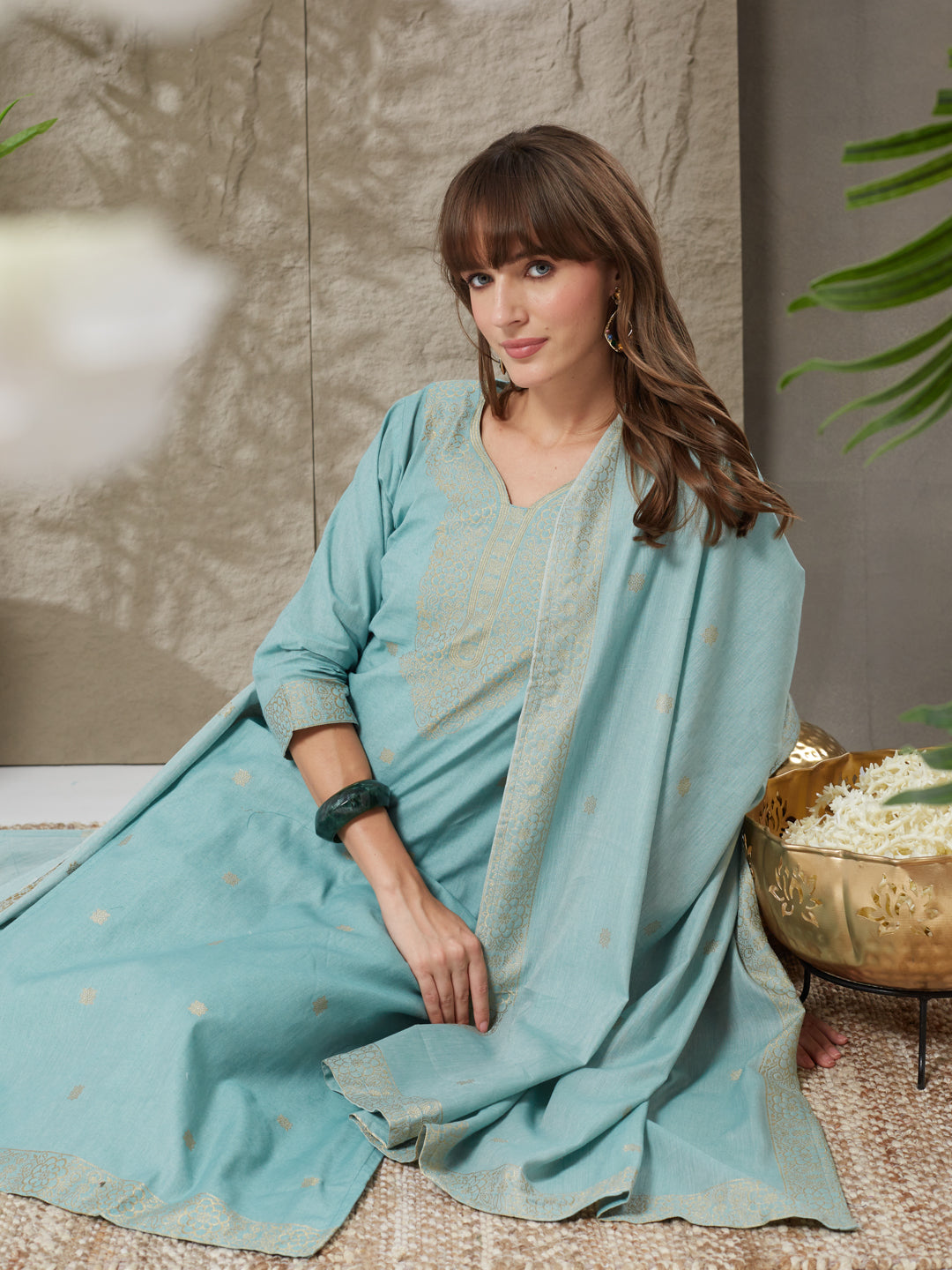 Very Good-Looking Handloom Cotton Weaving Suit Set