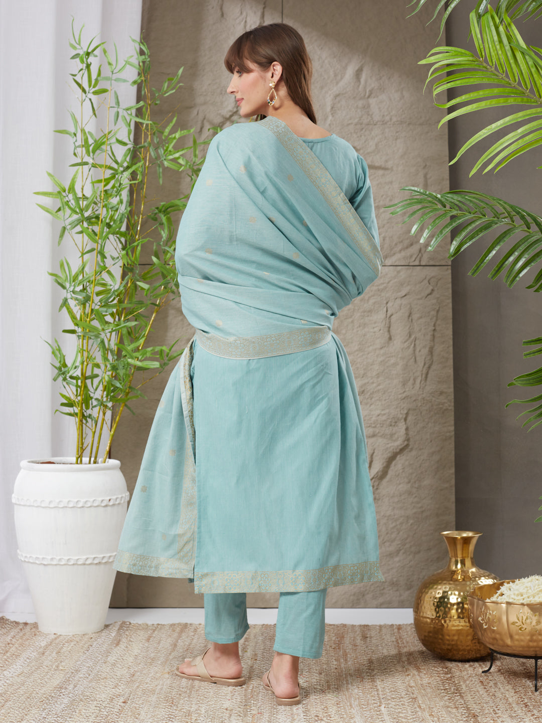 Very Good-Looking Handloom Cotton Weaving Suit Set
