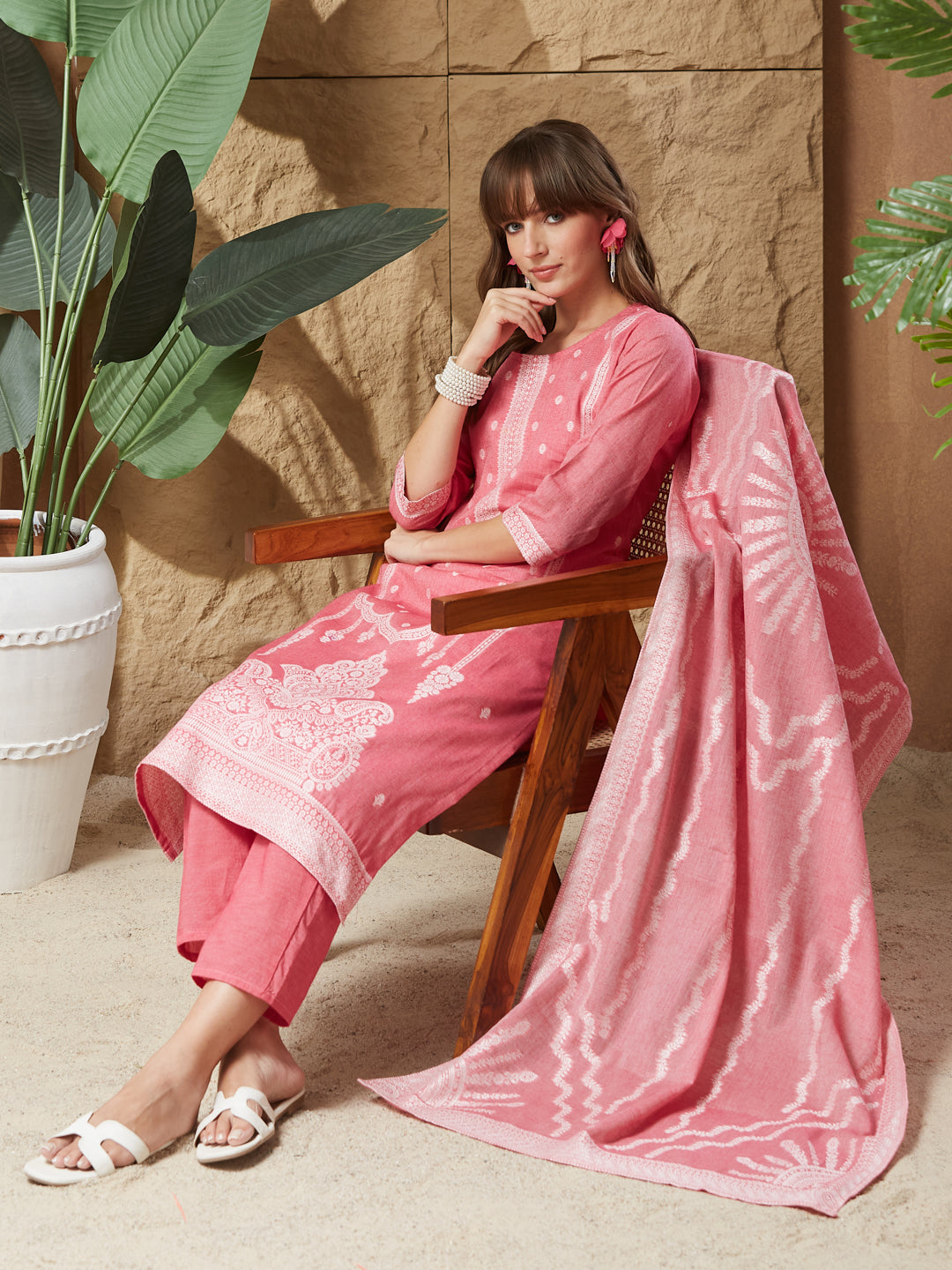 Vintage Handloom Cotton Weaving Suit Set