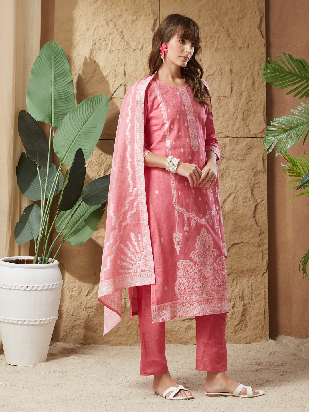 Vintage Handloom Cotton Weaving Suit Set