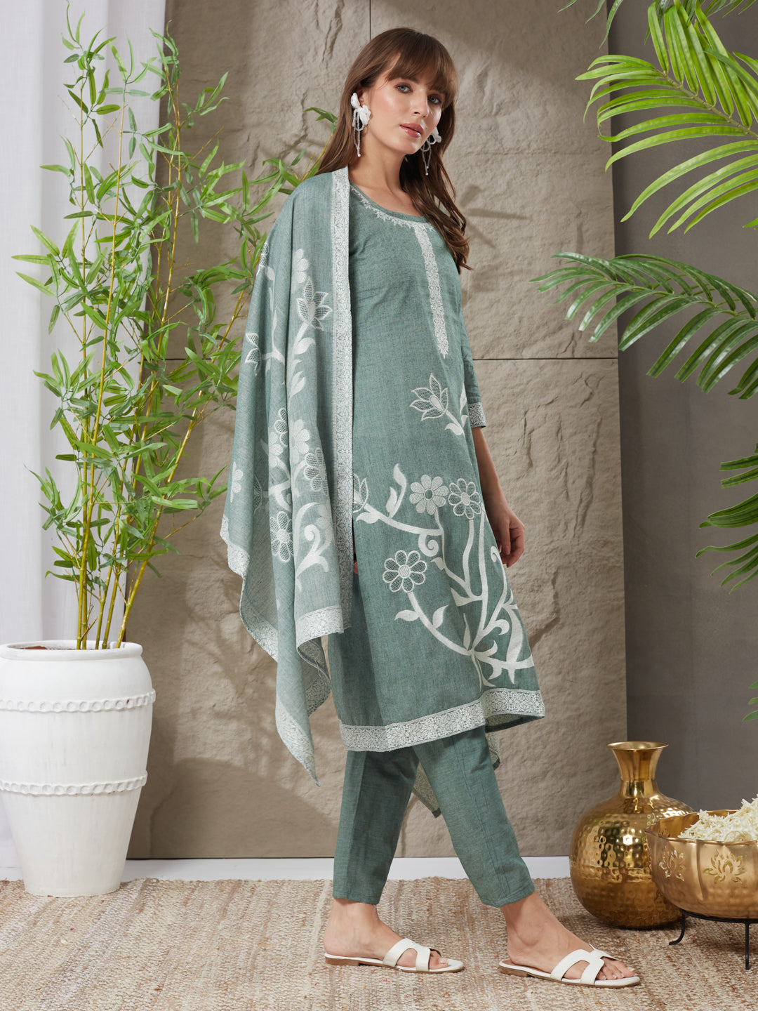 Very Appealing Handloom Cotton Weaving Suit Set