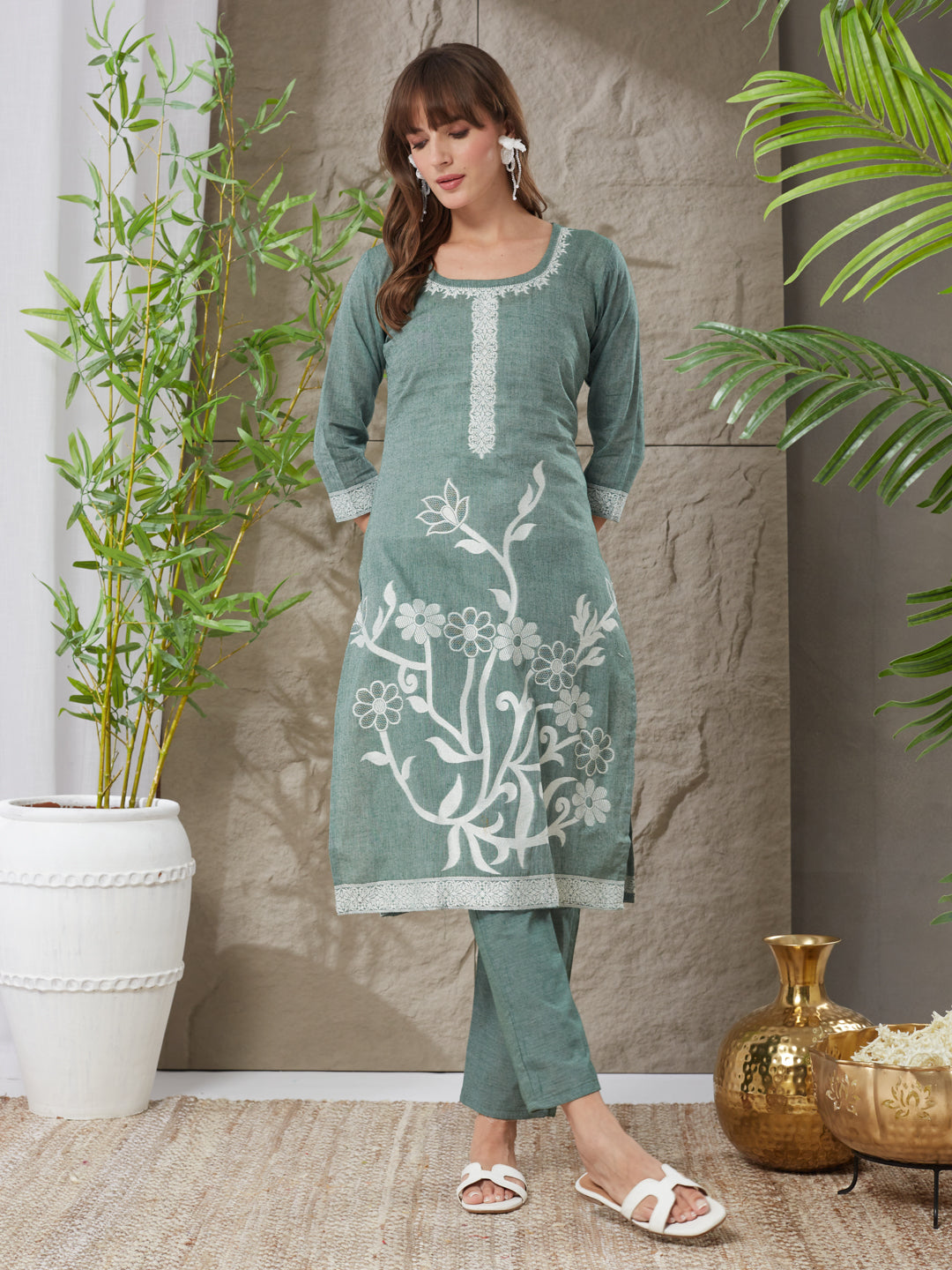 Very Appealing Handloom Cotton Weaving Suit Set